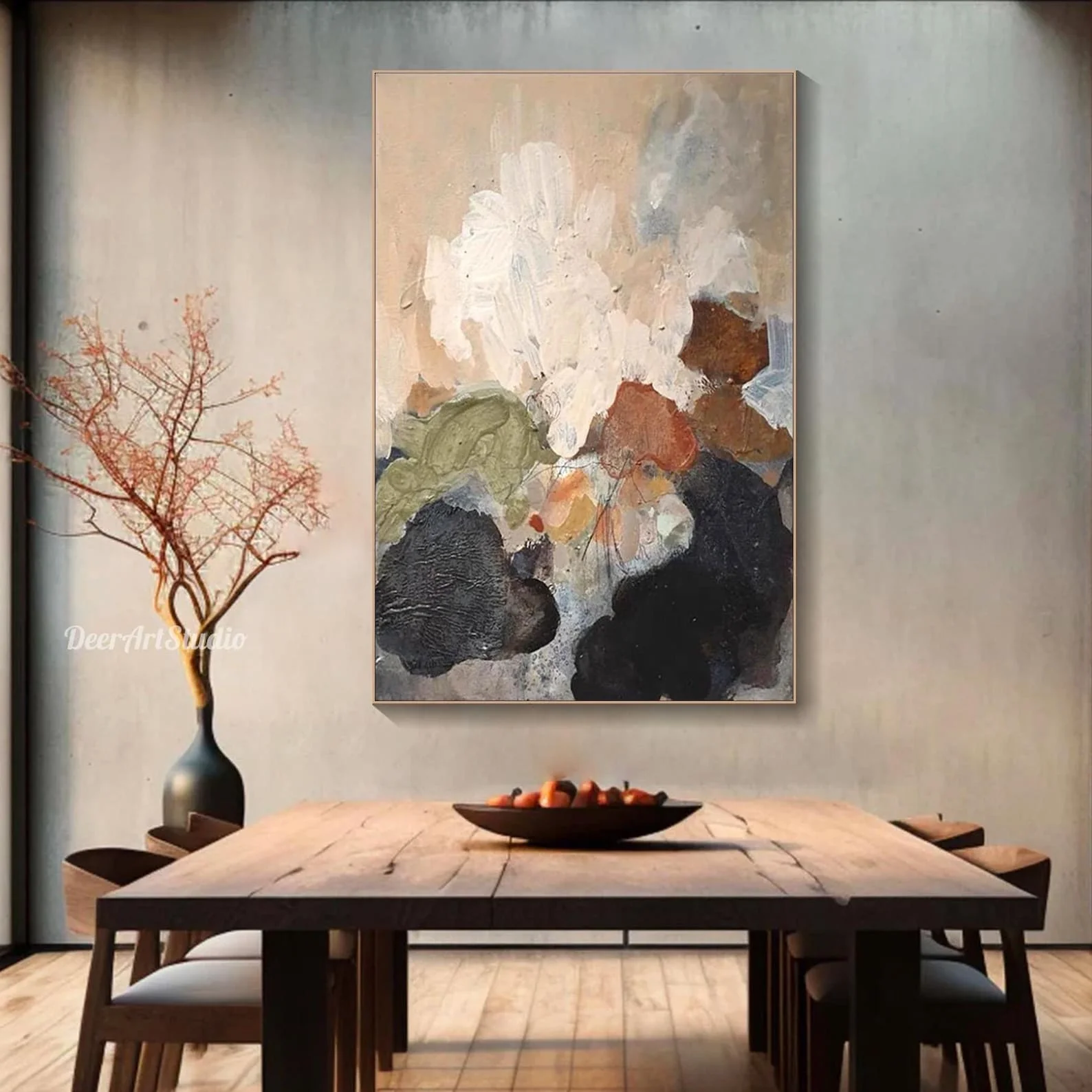 Mhemyo Earth Tone Minimalist Abstract Hand Painted Painting On Canvas Neutral Modern Textured Wall Art For Living or Home Decor