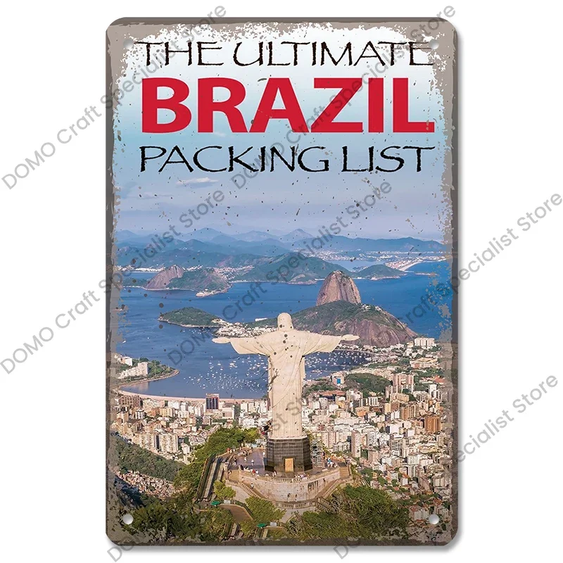 Brazil Travel Poster Country Flag Metal Tin Signs Retro Carnival Party Metal Plate Wall Decor For Bar Pub Club Home