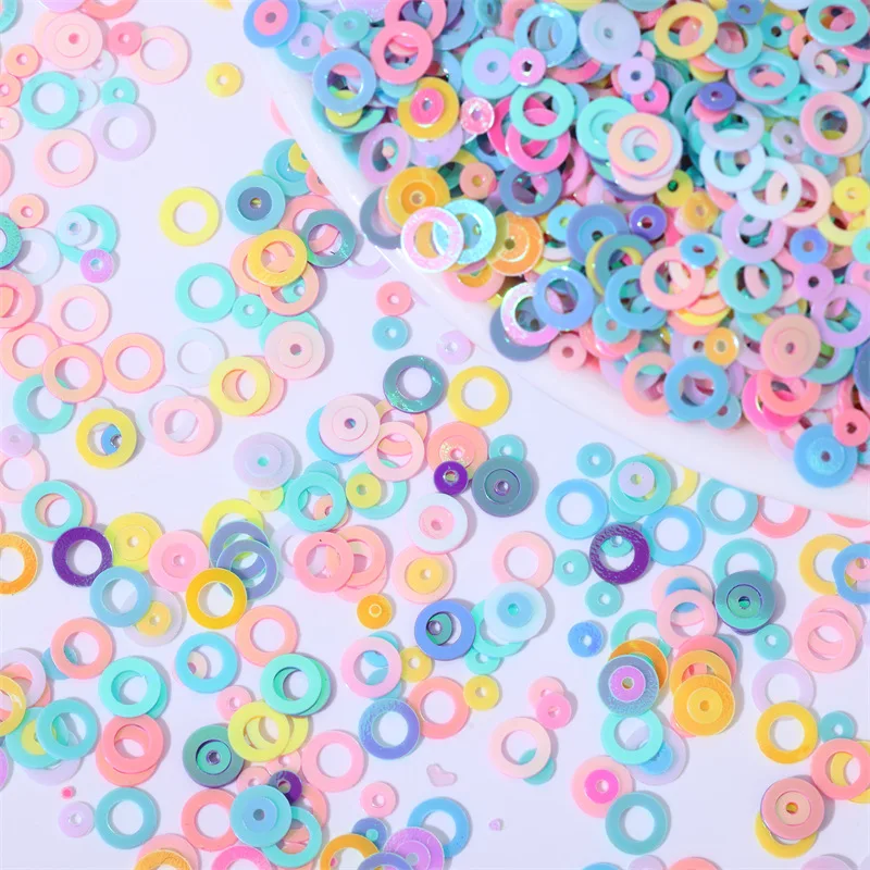 500g 5mm Paillettes à double anneau - Flocons de plastique scintillants pour emballages cosmétiques, remplissage et nail art, accessoires de bricolage étincelants