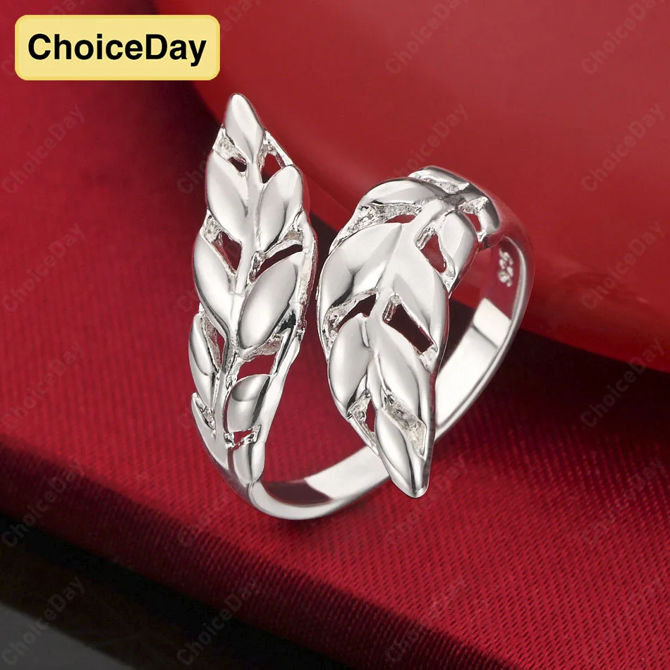 

ChoiceDay 925 sterling silver open exquisite leaf ring women's temperament party accessories wedding elegant