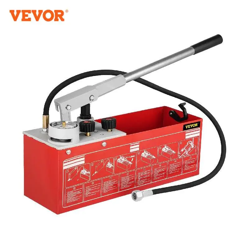 

VEVOR Hydrostatic Pressure Test Pump 25 bar/2.5 MPa 3.2 Gallon Tank Hydraulic Manual Water Pressure Tester Kit Pressure Testi