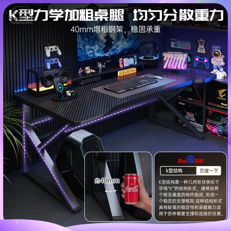Gaming Computer Desk with Cable Management Adjustable Height Study Desk for Adults Students Home Office Bedroom Workstation