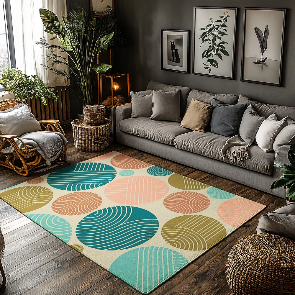 

Коврик в стиле бохо, нескользящий современный ковер с абстрактным узором и акцентом, декор для гостиной, напольный коврик для фермерского дома, внутренние и уличные коврики
