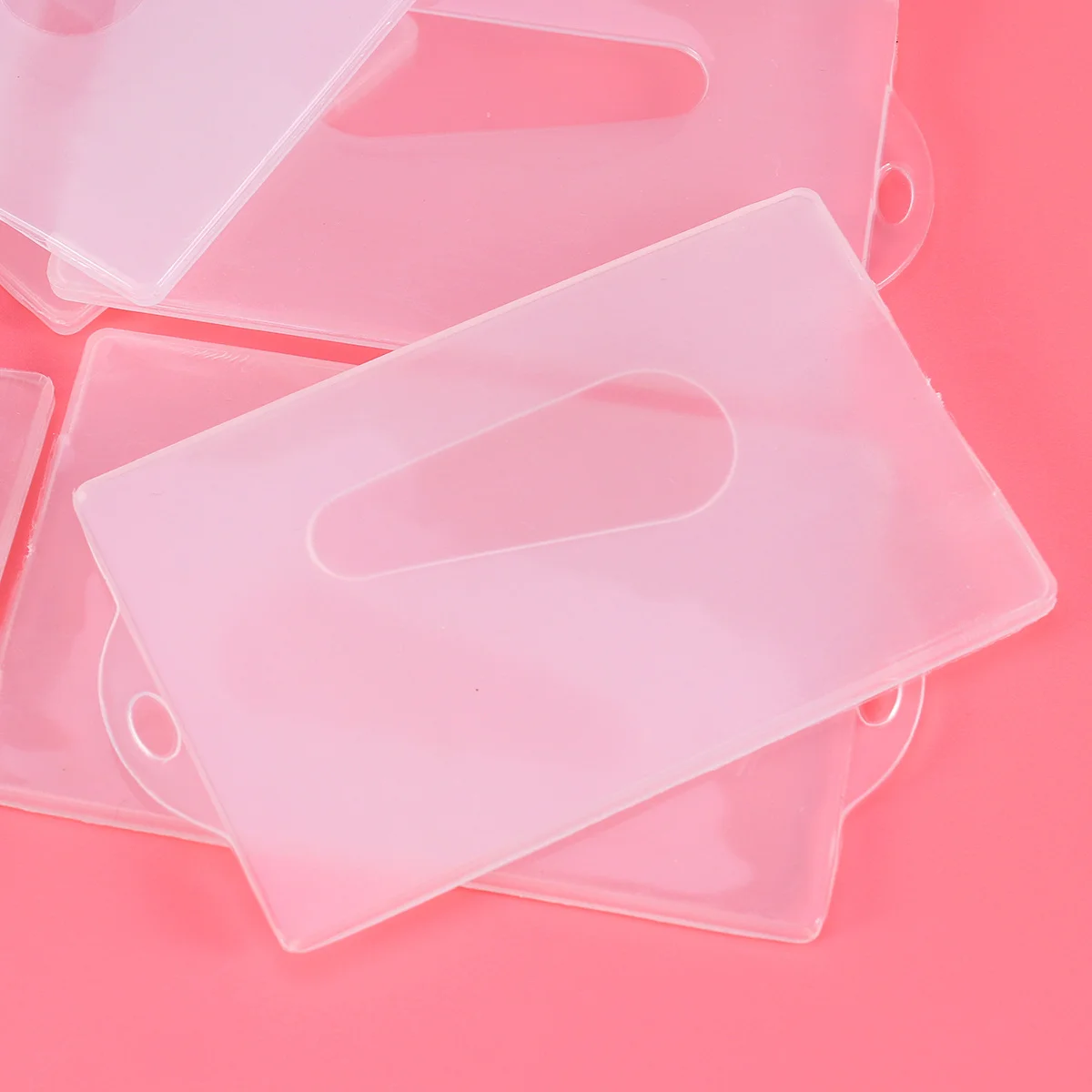 12pcs Id Holder Transparent Plastic Certificate Cover For Bus Bank Card Protection Organizer Frosty White Secure Storage