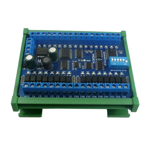 16-канальный модуль ввода-вывода ПЛК RS485 Modbus RTU, крепление на DIN-рейку для системы управления релейным светодиодом