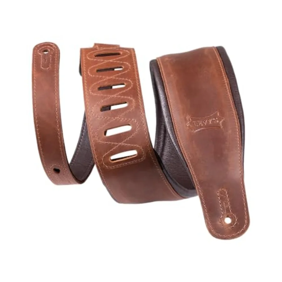 

Levy's Leathers 3.25 Wide Butter Leather Guitar Strap in Brown with Durable Craftsmanship for Musician Comfort
