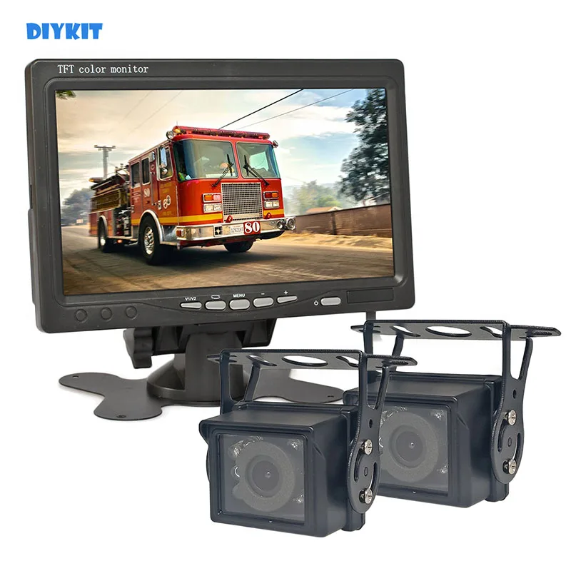 

SMALUCK DC 12V-24V 7inch TFT LCD Backup Car Monitor IR Night Vision CCD Rear View Reverse Camera for Bus Houseboat Truck