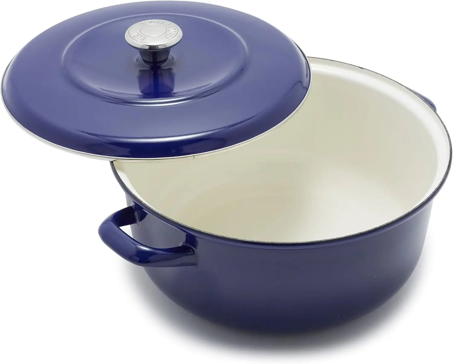 German Enameled Iron, Round 5.3QT Dutch Oven Pot with Lid, Cobalt Blue