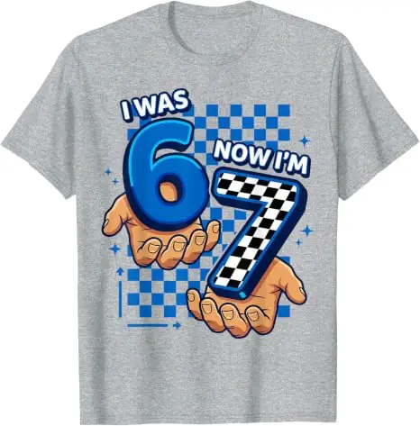 Ich war 6, jetzt bin ich 7. 7. Geburtstag 6 7 Geburtstag Jungen T-Shirt Y2k Mode 67 Six Seven Grafik-Bekleidung Rennsportliebhaber Weiches Baumwoll-T-Shirt – Detail 8
