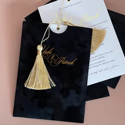 Personalized Invitation Letter Business wedding Quinceanera Birthday Thank you letter Black velvet decorated envelope