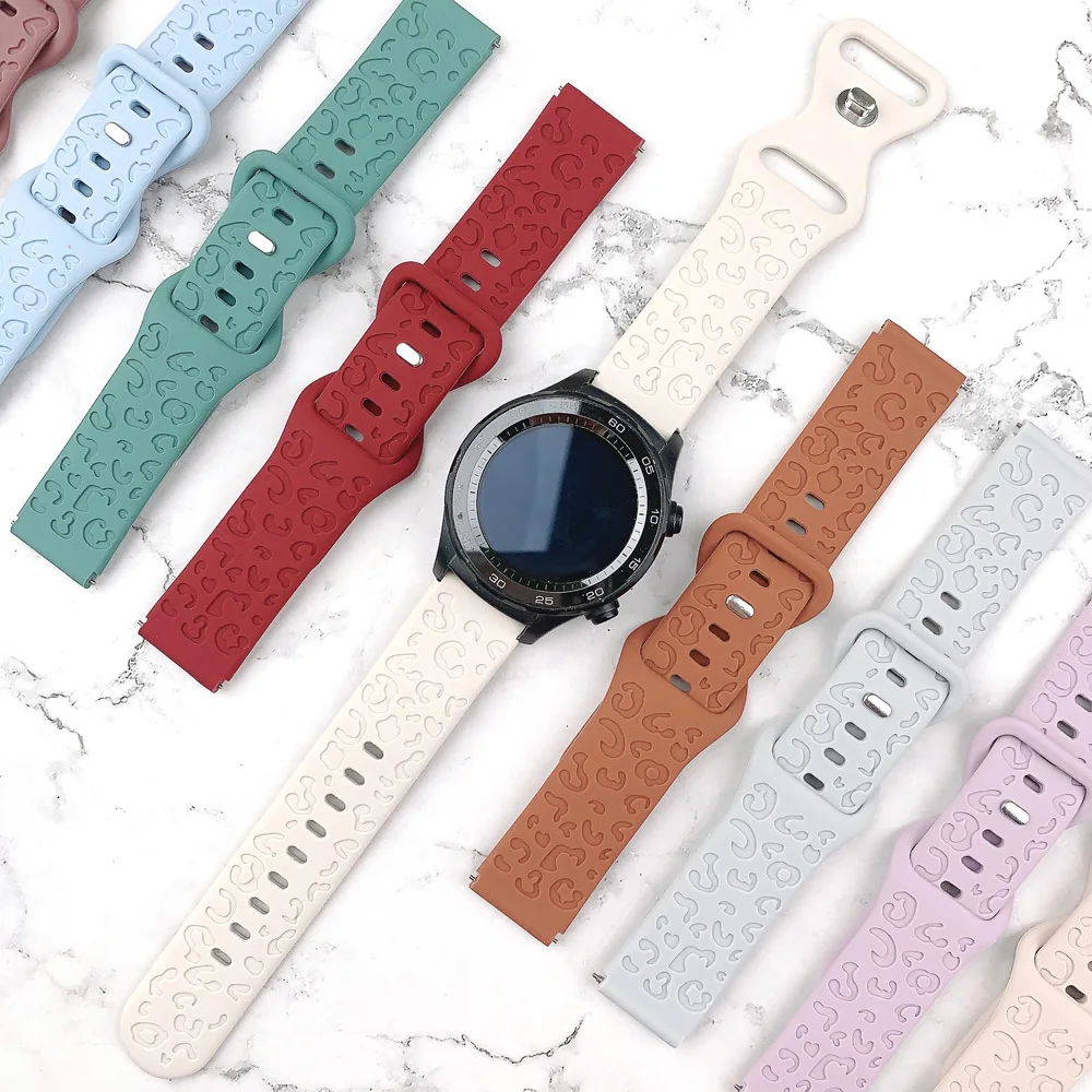 22mm Smart Watch Band For Samsung Galaxy Watch 3 45mm/Gear S3 Frontier Sport Leopard Silicone Bracelet Huawei GT 2/3/4/5/6 46mm