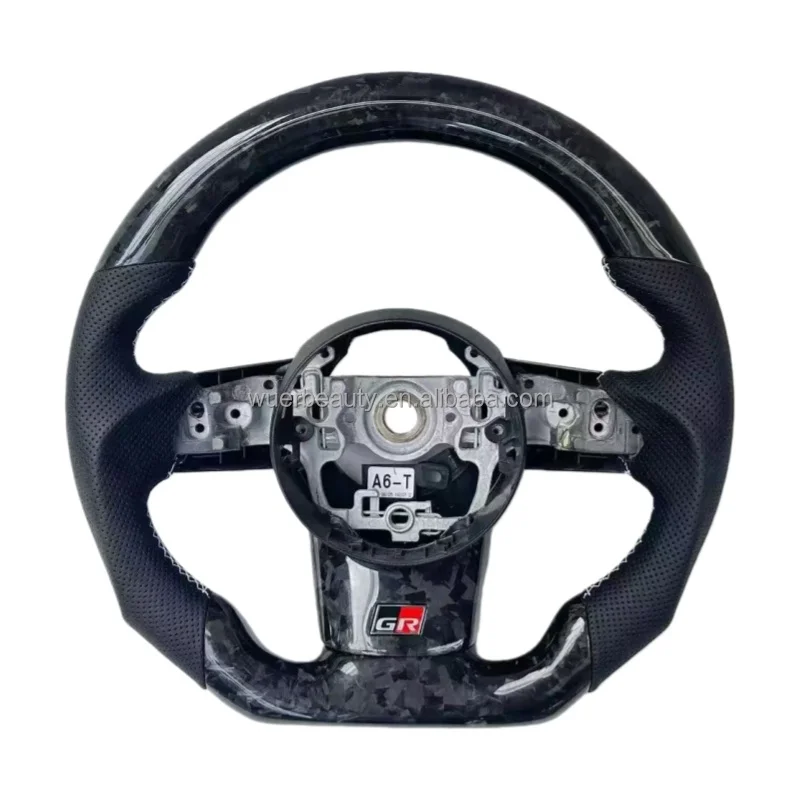 New Luxury Sports Design Leather Carbon Fiber Steering Wheel for Toyota Land Cruiser LC200 LC300 Without airbags view 5