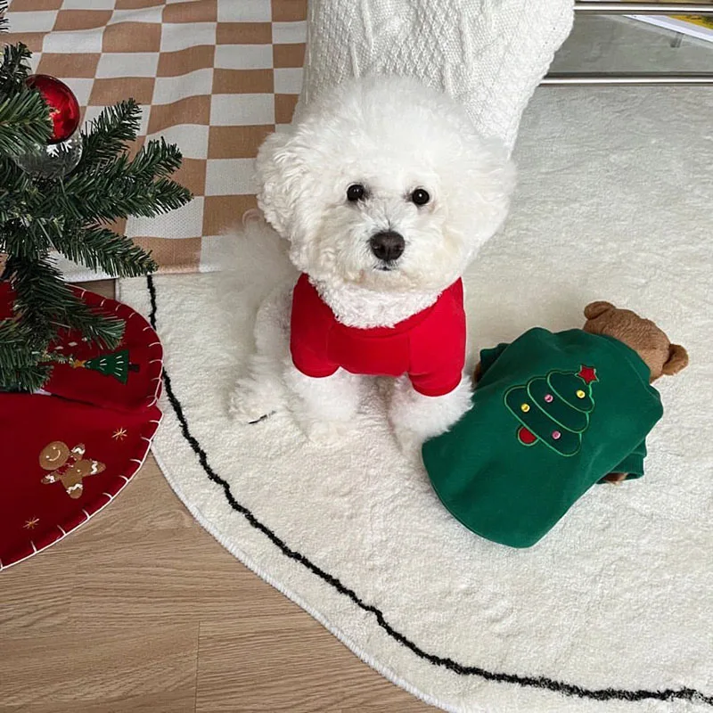 Puppy Christmas Wear Autumn and Winter Pet Bottoming Shirt Teddy Bear Pullover Warm Dog Clothes Pet Supplies XS-XL