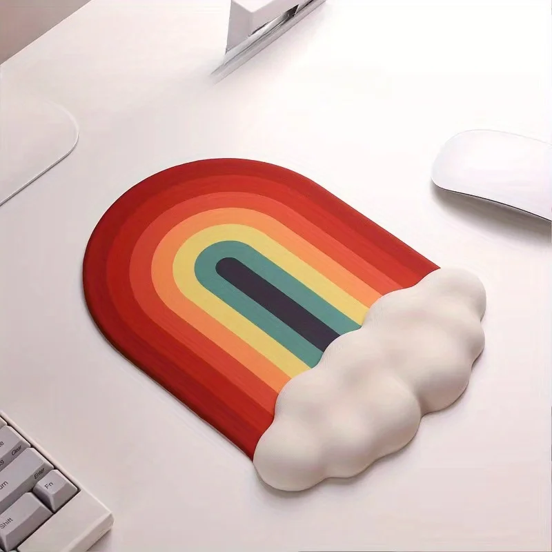 1szt Cute Cloud Rainbow Shaped Silicone Wrist Guard Mouse Pad Memory Cotton Keyboard Hand Support Mouse Pad Office Washable