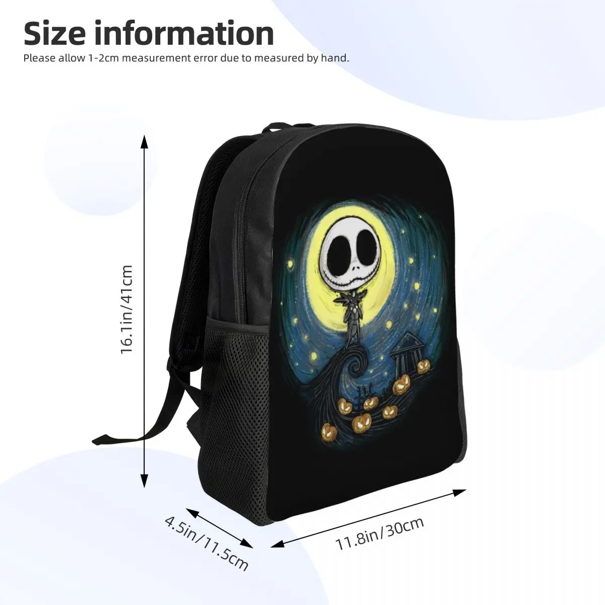 Custom Halloween Jack Skellington Backpack for Women Men School College The Nightmare Before Christmas Bag Print Bookbags