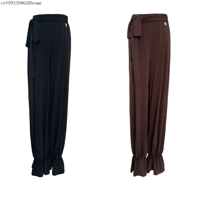 

New Latin Dance Pants Women Waltz Ballroom Dance Clothes Black Brown Latin Trousers Adult Cha Cha Rumba Practice Wear