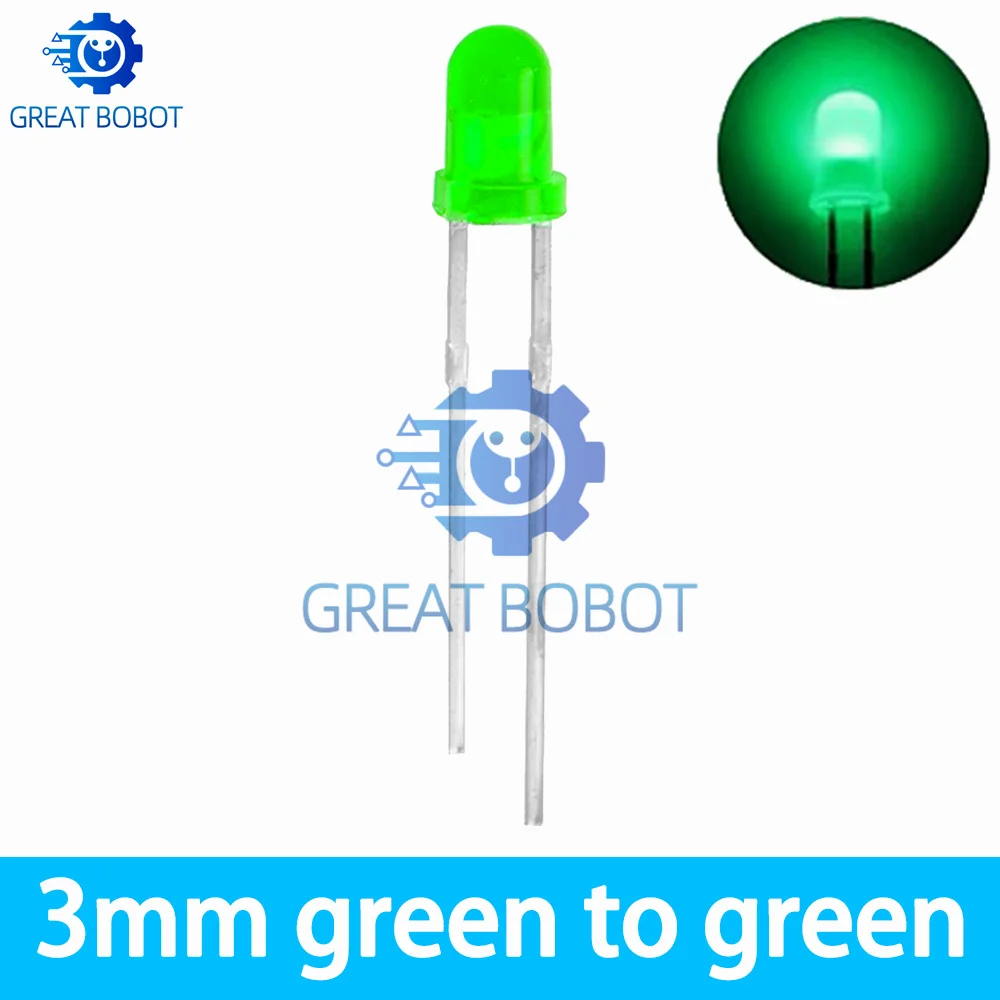 10PCS BS F3 (3mm) LED Diodes: Mixed Colors (Red/Green/Blue/White/Yellow) – For DIY Electronics