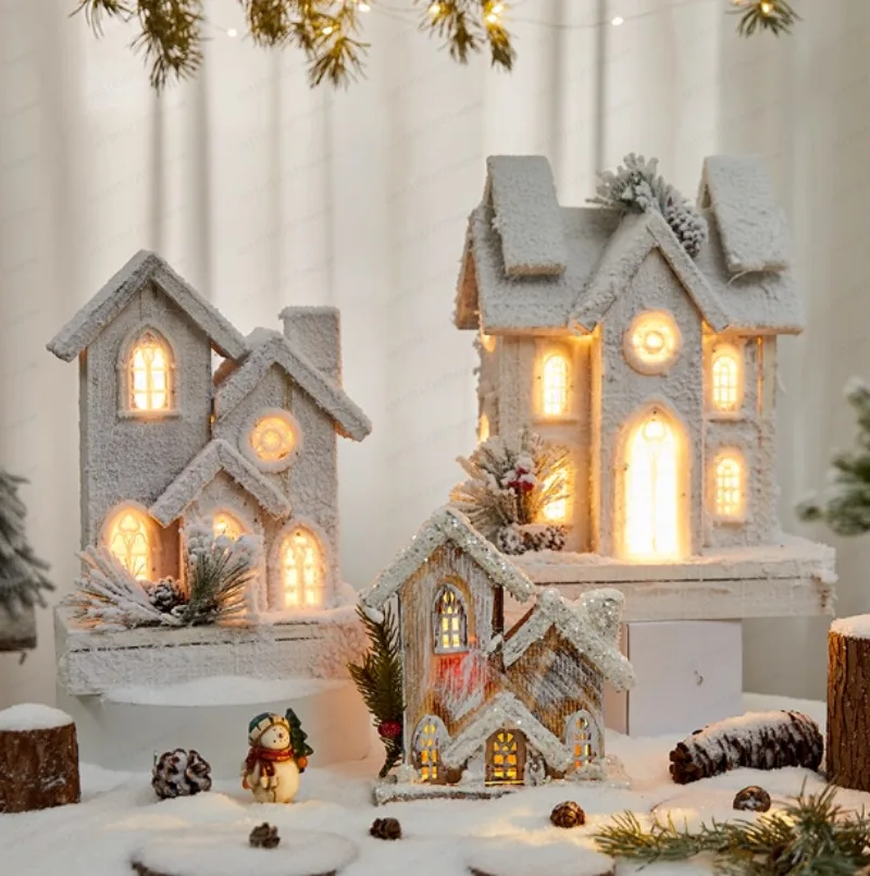 Christmas decoration wooden luminous wooden house romantic hotel scene decoration