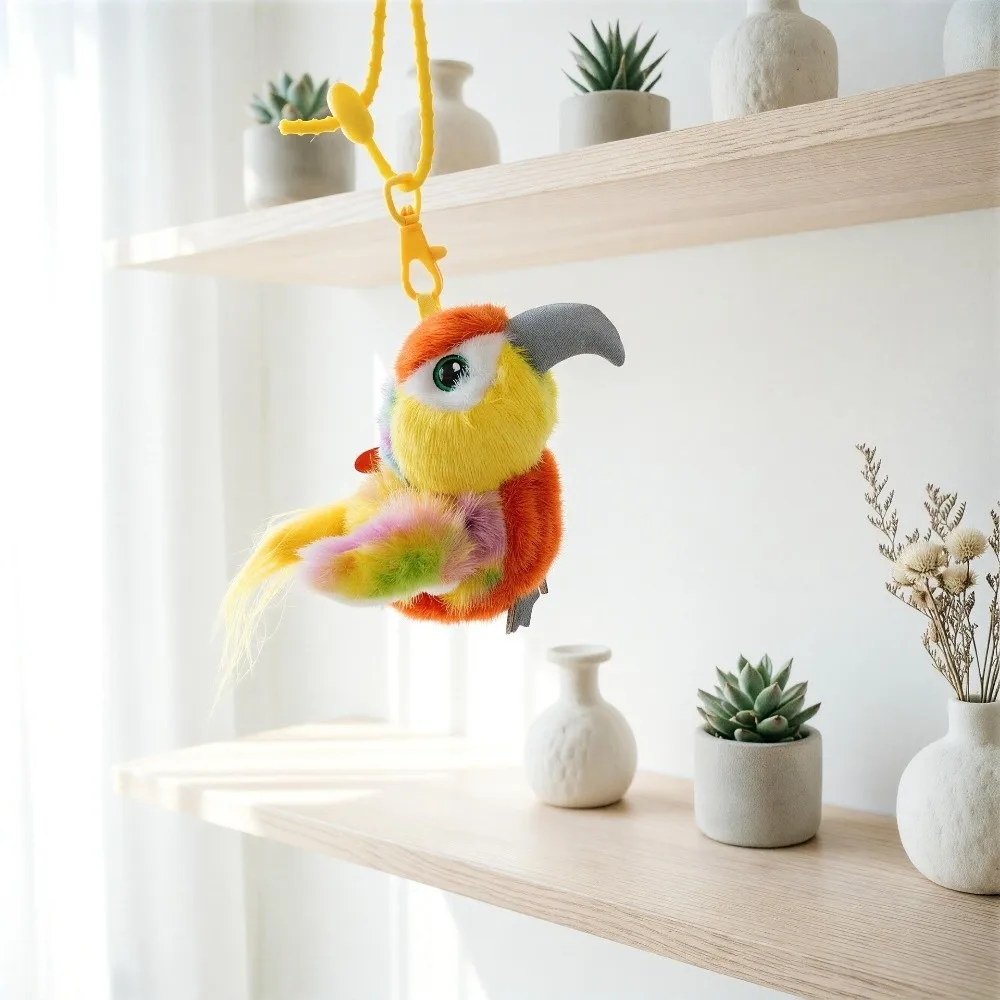 

Cute Soft Little Bird Series Keychain Flapping Wings Recording Bird Ornament Singing Interactive Voice Companion Car Decor