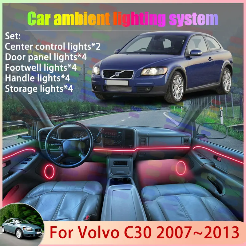 

For Volvo C30 2007~2013 2008 2009 2010 2012 2/18 in 1 Car Atmosphere Light Lamp RGB Shade Ensemble Streamer Atmosphere Set Parts