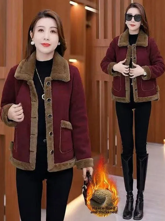 

Faionable Thiened Fce Long Sve Mommy Coat Warm Airy Sle Осень Зима Новое поступление Корейское свободное платье