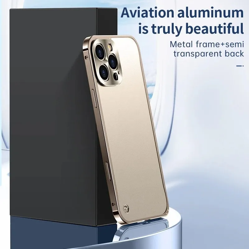 Metalowa aluminiowa ramka do etui Magsafe dla iPhone 16 15 14 13 12 11 Pro Max Plus Mini z magnetyczną matową przezroczystą tylną obudową z PC — zdjęcie produktu 6