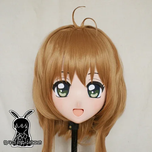 (Rabbit 87) Resin Cross dress Pretty Girl Head BID Doll Mask Japanese Anime Kigurumi Mask Cosplay with Wig