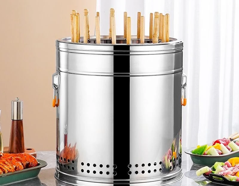 

Family Charcoal New Barbecue, Cylinder Barbecue Grill, Barrel Grill Skewers Grilled Sweet Potatoes, Hanging Grill Household
