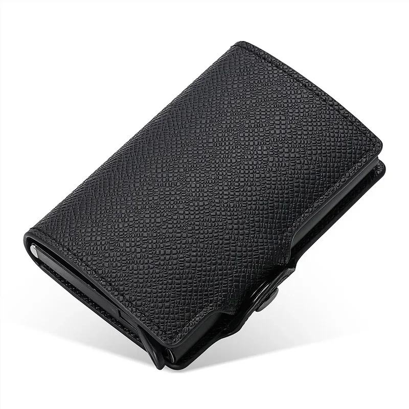 Credit Bank Card Holder Wallet for Men  Automatic UP Card Holder PU Metal Aluminum Box Credit Card Holder  Wallet