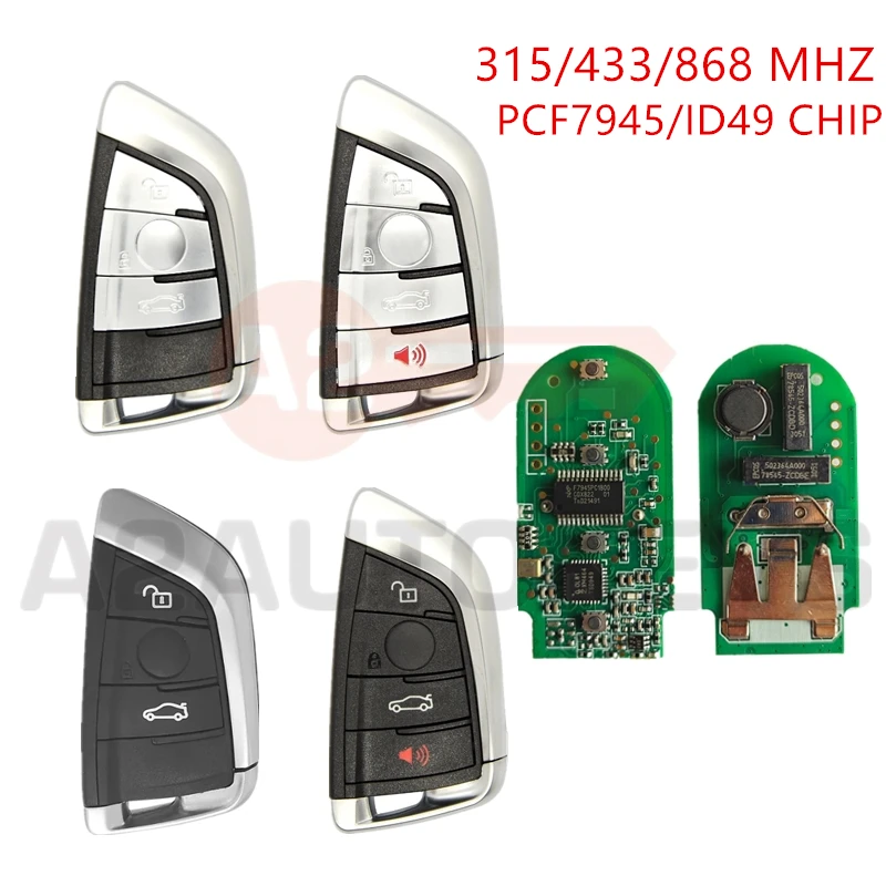 A2AUTOKEYS 3/4 Buttons 315/433/868 MHZ PCF7945 ID49 Chip Car Remote Key For BMW 1 3 5 7 Series X1 X3 X5 X6 X7 CAS4 CAS4+ FEM F