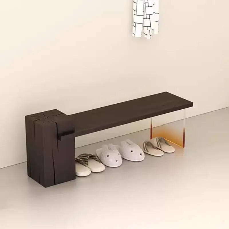 Wabi-sabi نمط خشب متين مقعد طويل بسيط نهاية السرير غرفة المعيشة مقعد الطعام الإقامة المنزلية بقية البراز مأدبة أثاث المنزل TYLB