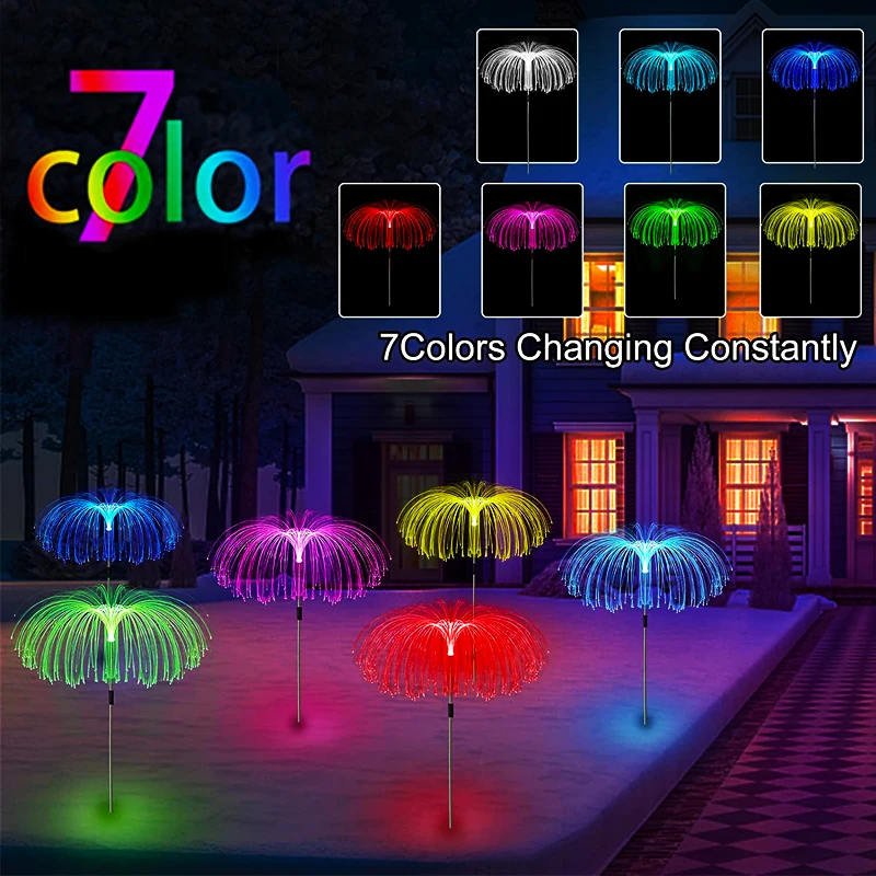 Outdoor LED Solar Garden Lights 7 Color Changing Waterproof Solar Jellyfish Lawn Lamp For Yard Garden Pathway Patio