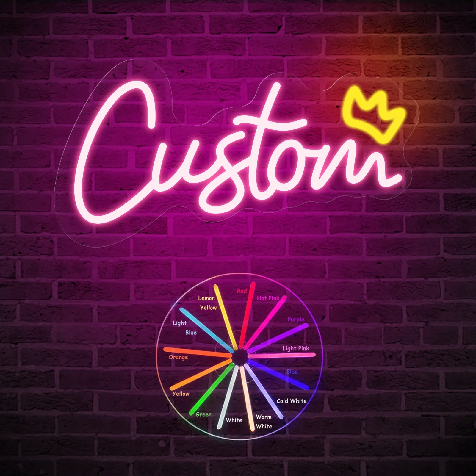 

Custom Neon Sign with Crown , Personalized LED Light for Home Decor, USB Powered , Adjustable Brightness,Suitable for Wedding