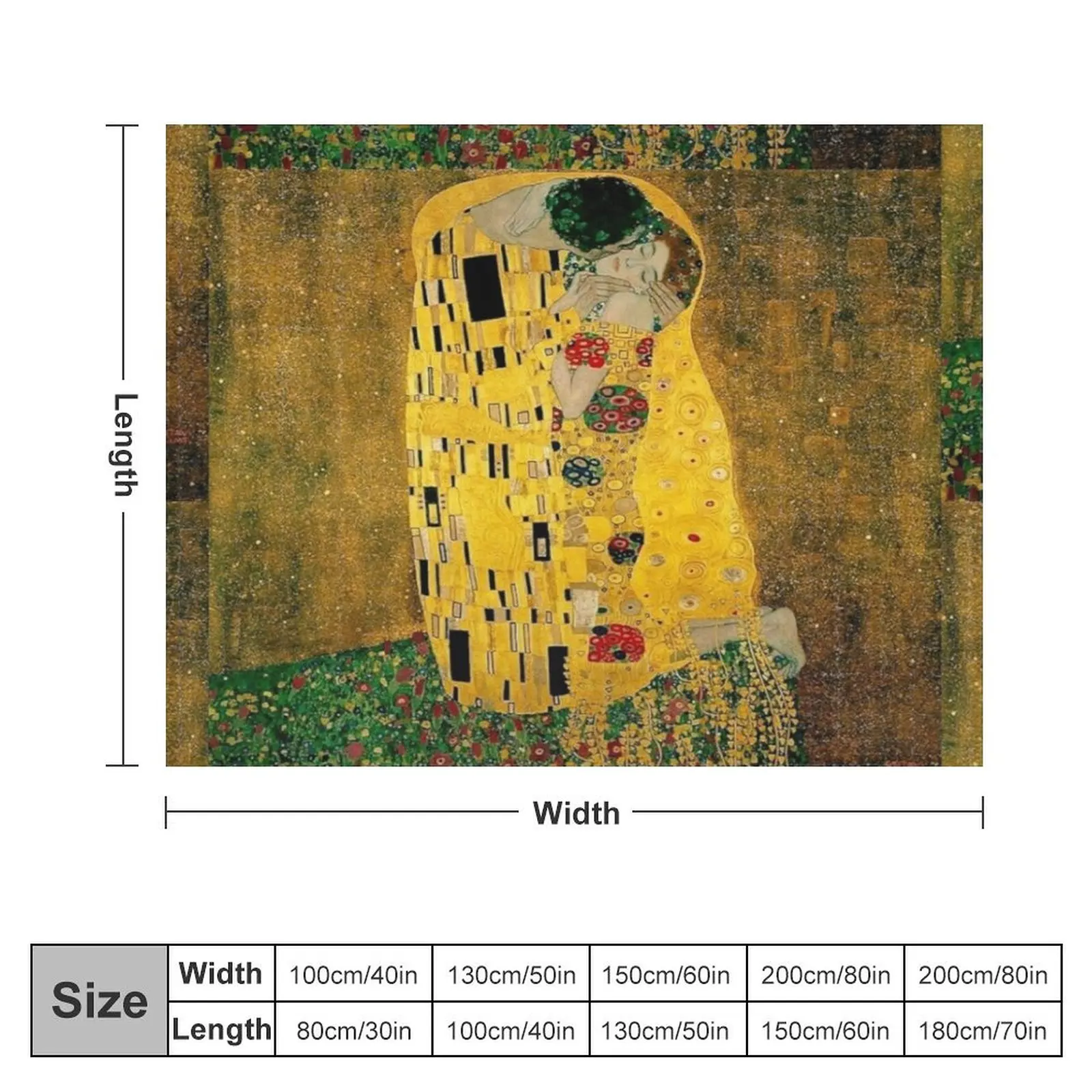 The Kiss by Gustav Klimt|Liebespaar - The Lovers Throw Blanket Heavy Travel Plush Blankets