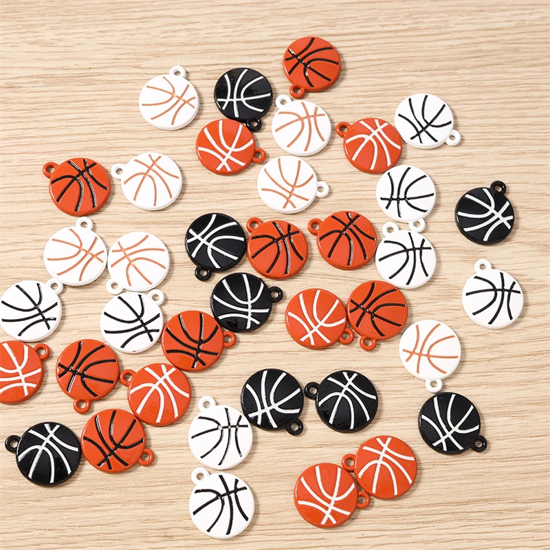10 Stück 15x18mm Niedliche Emaille-Sport-Basketball-Anhänger für die Herstellung von Anhängern, Halsketten, Ohrringen, Armbändern, DIY-Bastelarbeiten und Schmuckzubehör – Detail 11