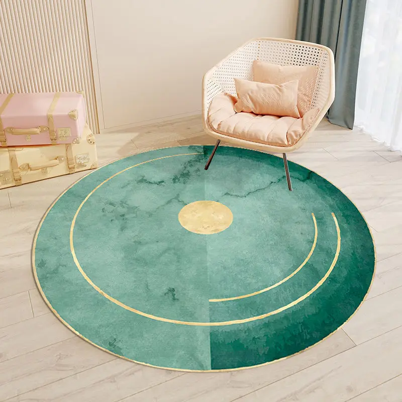 Nordic Simple Green Round Carpets Modern Living Room Sofa Coffee Tables Rug Light Luxury Style Bedroom Carpet Study Balcony Rugs