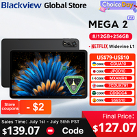 Blackview MEGA 2 Android 15 Tablet 12 inch 2K Display 36(12+24)GB 256GB Unisoc T615 9000mAh Battery Widevine L1 Pad PC