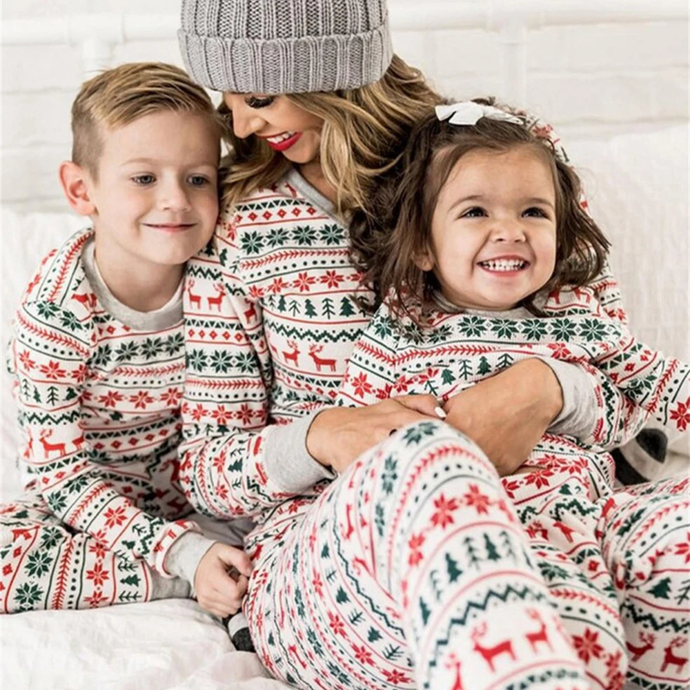 New Year Family Christmas Pajamas Set Mother Dad Baby Kids Homewear Family Matching Outfits Comfortable Sleepwear