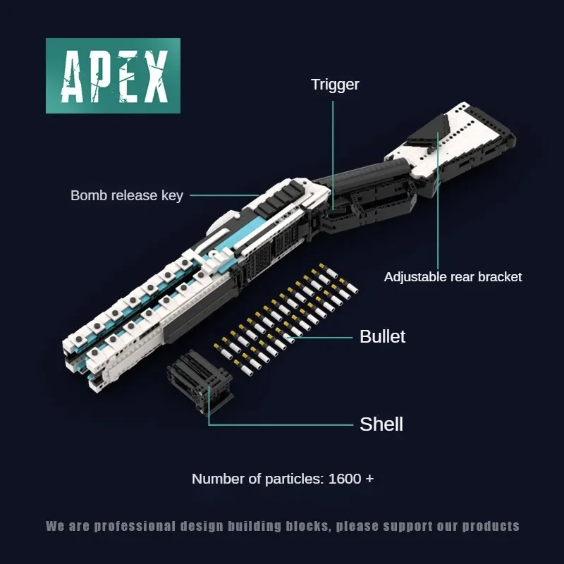 Military Weapon Series APEX Peace Defender Building Block Gun High Difficulty Assembly Puzzle Moc Throwing Shell Children's Toy