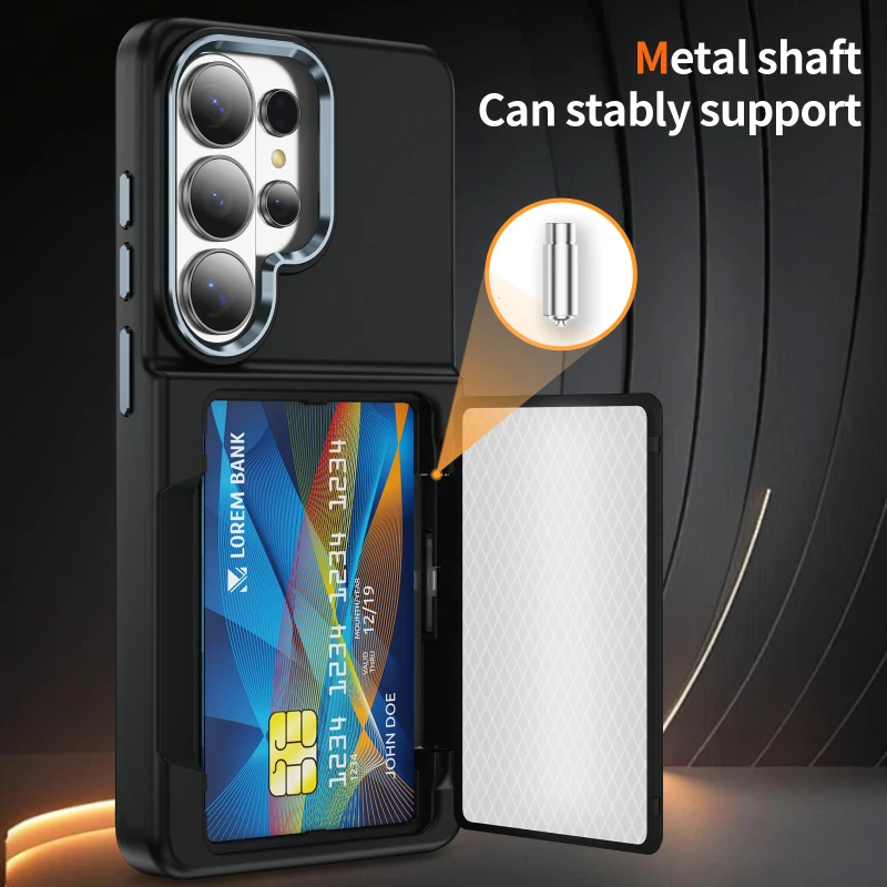 New Solid Color Frosted PC Wallet Card Holder Shockproof Phone Case For Samsung S26 Ultra S24 S23 S22 S25 Ultra Plus Back Cover view 2