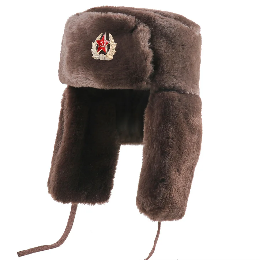 Winter Ushanka Trapper Hat Thick Faux Fur Ear Flap Warm Windproof Thermal Outdoor Cold Weather Skiing Hunting Cap for Men Women