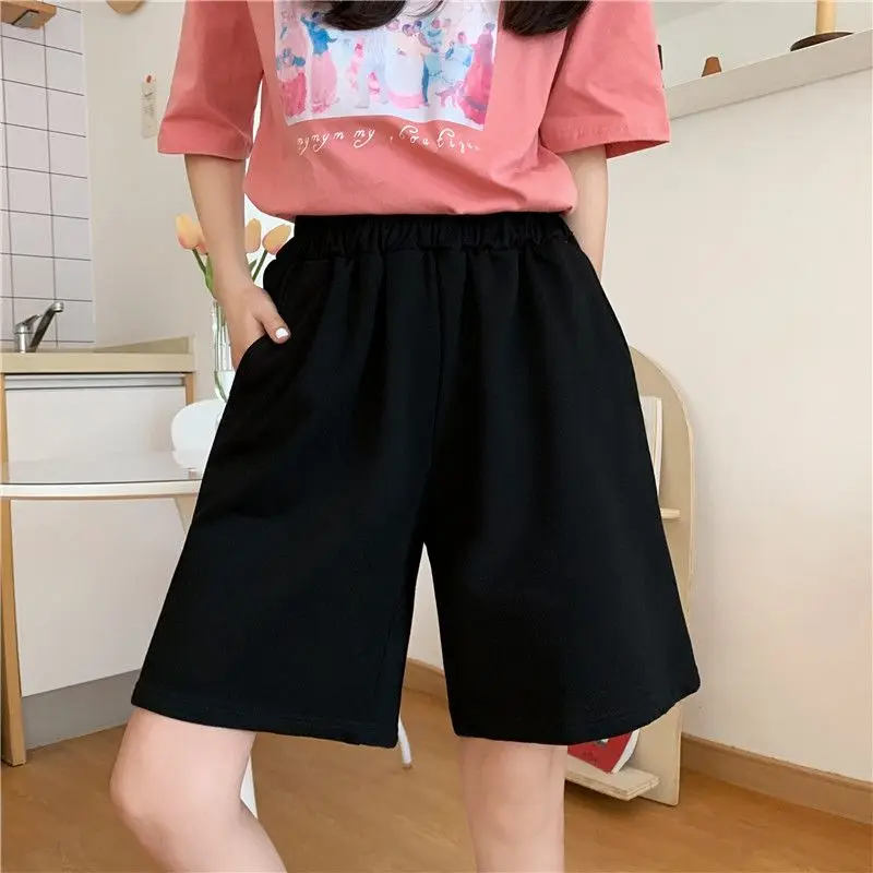 Sporty Shorts Women Solid Casual Straight High Waist Fashion Korean Style Students All-match Minimalist Comfortable Chic Classic