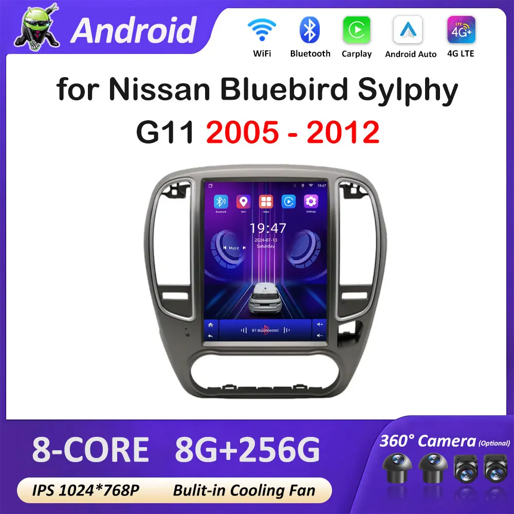 

DSP Stereo Wireless Carplay for Nissan Bluebird Sylphy G11 2005 2006 2007 2008 - 2012 IPS Screen Cooling fan Auto Tools NO 2 din