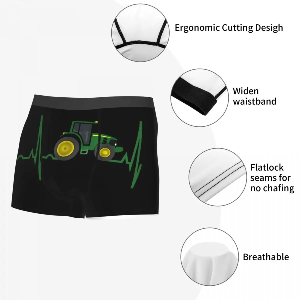 Tractor Heartbeat Underwear Men Print Customized Boxer Shorts Panties Briefs Breathable Underpants