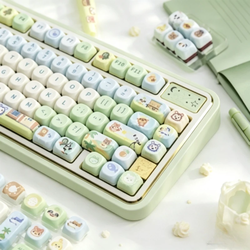 Cute Animal Keycaps,137 Keys Custom MOA Profile Dye-Sublimation Keyboard Keycaps Set For MX Switches Game Mechanical Keyboard