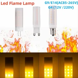 85-265V G9/E14 2W Led Atmosphere Light LED Flame Flashing Candle Lights for Camping Light Bulbs G4 12v 220v Dynamic Effect Light