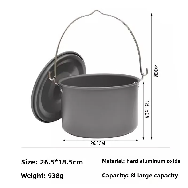 

8L Large-capacity Ultra-light Aluminum Alloy Marching Pot Outdoor Camping Cooking Pot Cooking Utensils