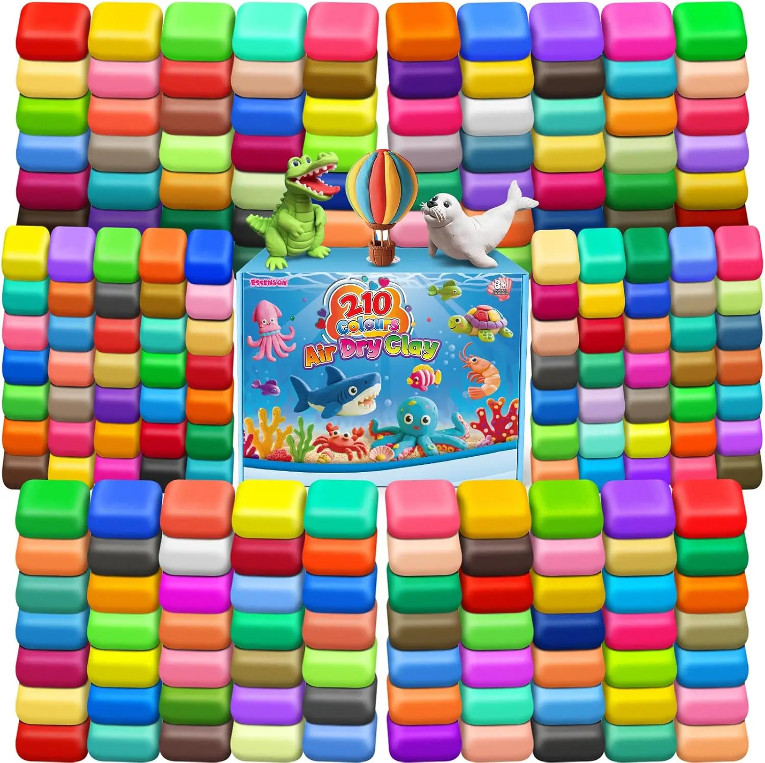 

210 цветов глины для лепки, высыхающей на воздухе, для детей, набор для творчества с инструментами, игрушки и подарки для мальчиков и девочек от 3 до 8+ лет