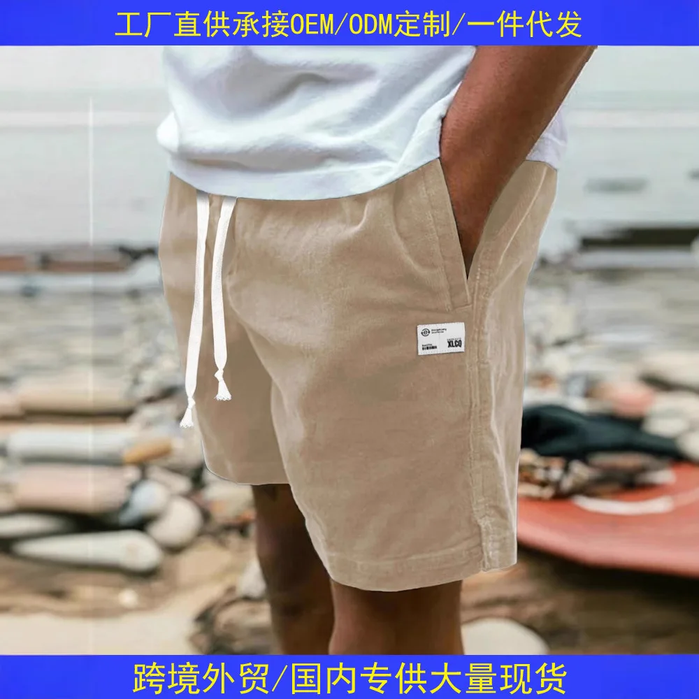 

Summer New Fashion American Style Men's Solid Color Casual Trendy Simple Basic Daily Straight Wide Leg Knee Length Shorts Male