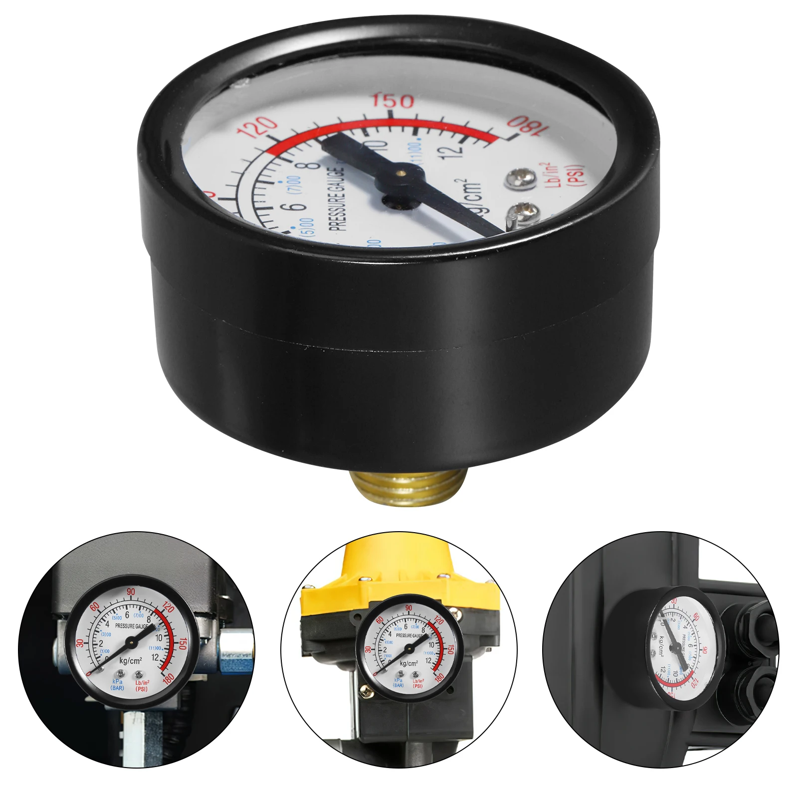 

High Pressure Gauge 0-12Kg Waterproof Industrial Grade For Compressors Pneumatic Tools Gas Liquid Measurement With